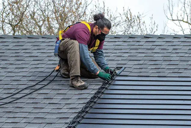 Roof Installation including GAF Timberline Solar Roof panels